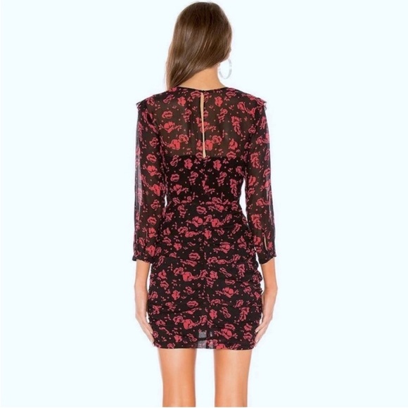 NWT All Saints black ruffle Harlow Eira floral mini dress - Picture 2 of 3